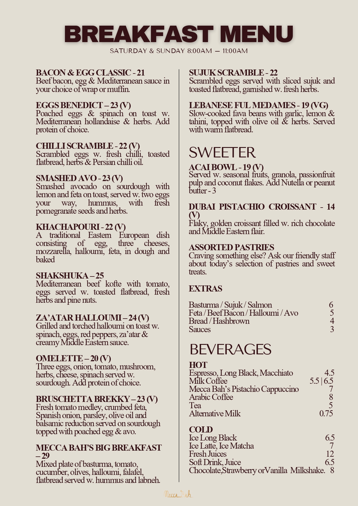 Breakfast Menu